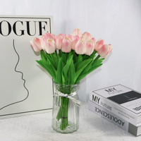 Grosir buket bunga Tulip PE kecil Ultra realistis buatan tangan Premium plastik buatan rumah Hari Valentine Hari Thanksgiving