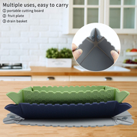 Plateau à collation pliable en silicone, bol de pique-nique magnétique portable, assiette de camping, plateau à fruits pour l'extérieur, sans BPA, vente en gros