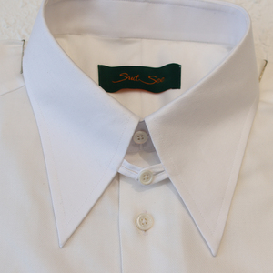 Camicia Casual su Misura Stile Italiano con Arricciatura sulle Spalle/Schiena per Uomo, Colletto Lungo a Punta, 100% Cotone, Bianca, da Sartoria - Product Image 2