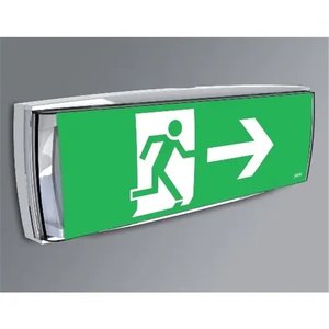 Segnale Luminoso di Uscita di Emergenza Beghelli, Larghezza 12 cm, Verde con Figura Umana e Freccia Direzione Destra - Product Image 1