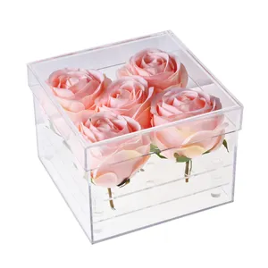 핫 세일 아크릴 상자 뚜껑 사탕 상자 보석 선물 케이스 결혼식 생일 꽃을위한 아크릴 상자