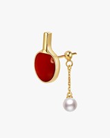 Boucles d'oreilles manchette et clous en argent 925 plaqué or 18 carats, résistantes au ternissement et durables, motif balle de ping-pong, bijoux de sport et de mode, cadeaux