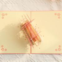 Cartes de vœux créatives 3D pop-up en papier découpé motif Sakura, en gros, pour les fêtes et les cadeaux de bénédiction
