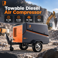 Compresseur d'air diesel portable 55 kW 10 bars, compresseur à vis rotatif remorquable pour le sablage industriel et le nettoyage de surfaces