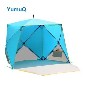 YumuQ New Design Portable Outdoor Waterproof Triangle Camping Pop Up Beach Anti Uv Sun Tent With Logo Print