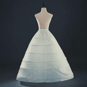 Белая свадебная подолка с 6 обручами и рюшами, 100% полиэстер, оптовая продажа для женщин - Product Image 4