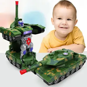 Mainan Tank Universal Militer Deformasi Keren Mainan Seri Militer Listrik Robot Tank Transform dengan Musik dan Cahaya
