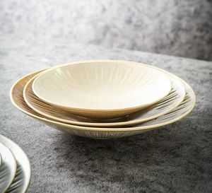Assiette creuse en céramique japonaise de luxe moderne Assiette à spaghetti pour hôtel, dîner, collation <span class=keywords><strong>Plat</strong></span> en poterie pour les fêtes - Product Image 6