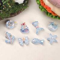Breloques en résine électroplaquée, motif poisson de dessin animé Océan Bleu, pour la création de pinces à cheveux, coques de téléphone et chaussures DIY