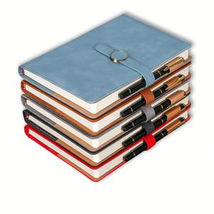 X418 <b>A5</b> Vintage Copper Button Soft <b>Cover</b> Design Thread-bound Binding Business <b>Notebook</b> - Product Image 1