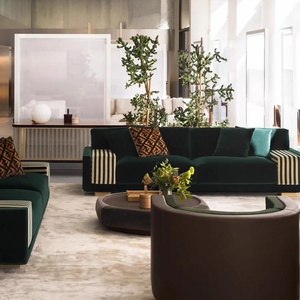 Divano di Lusso Italiano a 3 Posti per Soggiorno, in Velluto Verde Smeraldo, con Schienale Dritto, per Hotel, Villa <span class=keywords><strong>e</strong></span> Uso Domestico - Product Image 6