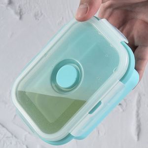 กล่องอาหารพับได้ ปลอดสาร BPA ใช้กับไมโครเวฟได้ ป้องกันการรั่วซึม กล่องซิลิโคนพับเก็บได้ ชุดกล่องเบนโตะ - Product Image 4
