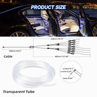 Lumière d'ambiance pour voiture, éclairage décoratif pour les pieds, fil optique, contrôle par application mobile, sept couleurs, lumière froide, 10W, 12V
