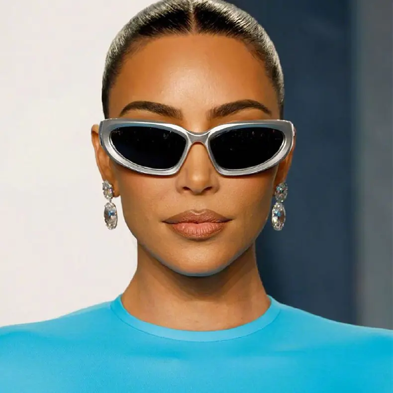 Aliens Wrap Around Sunglasses Futuristic Oval Y2k Sun Glasses Sports Trendy Eyewear Cool Glasses Shades for Women Men