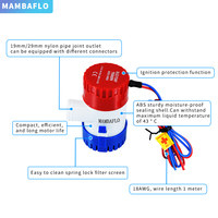 Pompe à eau de cale électrique MAMBAFLO 12V/24V DC 1100GPH pour bateau, pompe submersible à haut débit, pompe manuelle pour eau de mer