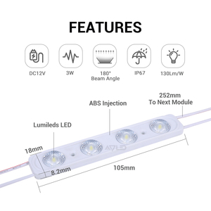 Módulo de Iluminación LED de Alta Luminosidad con 4 LED 2835 de 3W, Clasificación IP65, Garantía de 12 Años, DC 12V, 375 Lúmenes, en Venta - Product Image 3