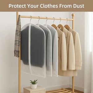 Ensemble de protection transparent en PEVA anti-poussière 60 x 100 cm, résistant à la pluie, pour robes, vestes et chemises de soirée - Product Image 2