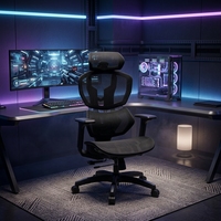 Chaise de jeu ergonomique Deepblack pivotante avec accoudoirs réglables en hauteur et support lombaire pour la maison/le bureau