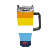 Mug de voyage isotherme en acier inoxydable personnalisé Androgyne Gay Rainbow de 40 oz avec poignée robuste, idéal pour les trajets en véhicule et les pauses thé au bureau