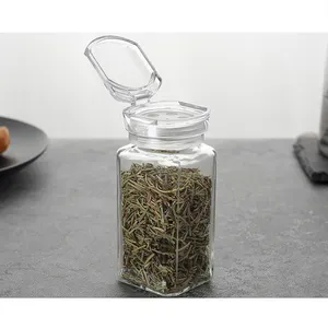 LFGB necessari utensili da cucina piccolo sale e pepe macina 3oz quadrato di vetro Spice Shaker con bottiglie di vetro