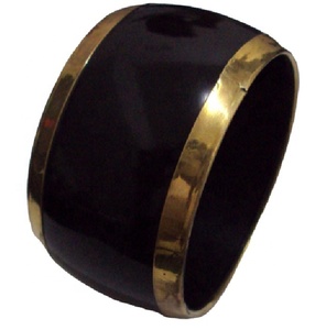 ขอบทองเหลืองเรซิ่นสีดำแหวนผ้าเช็ดปากรูปลักษณ์ใหม่ - Product Image 1