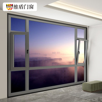 WEI DUN-Arco de alta calidad con recubrimiento de aluminio, marco de aluminio, ventana abatible para apartamento, hotel y construcción comercial