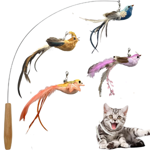 Juguete para Gatos con Plumas Naturales Pequeñas, Varita con Ventosa para Jugar en Interiores, Juguete Interactivo Automático para Mascotas - Product Image 1