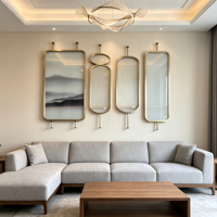 Paravent de séparation personnalisable en verre et acier inoxydable, style chinois artisanal minimaliste, motif peinture paysagère, pour maison et bureau