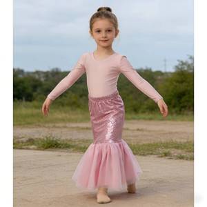 Costume de sirène pour enfants MS Kids, combinaison à manches longues avec jupe en tulle, tenue de déguisement pour enfants pour les fêtes et les événements - Product Image 3