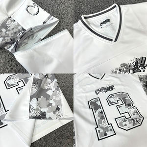 เสื้อฟุตบอลอเมริกันแบบถอดแขนได้ คอวี ผ้าโพลีเอสเตอร์ตาข่าย สไตล์เรโทร สตรีทแวร์ - Product Image 4