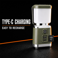 Lanterne de camping portable rechargeable 600LM LED 3 couleurs à gradation progressive, batterie 21700, Type-C, IPX4, pour Glamping et éclairage extérieur de tente