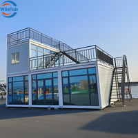 Maison conteneur préfabriquée WinFair Valfedel en verre, 4 chambres, 2 étages, spacieuse pour vivre, avec balcon