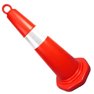 1000MM Height 1.7-5 KGS One-Mould Blowing PE Traffic Cone With 32CM Width High Visible Reflective Tape