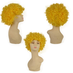 Cheveux synthétiques durables à haute température Perruque de clown courte de haute qualité pour les fans de la coupe du monde Fête pour enfants adultes Petite taille de bonnet - Product Image 5