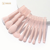Mini kit de 10 pinceaux de maquillage portables rose pêche avec outils pour fard à paupières, blush et illuminateur - Format voyage, vente en gros directe usine