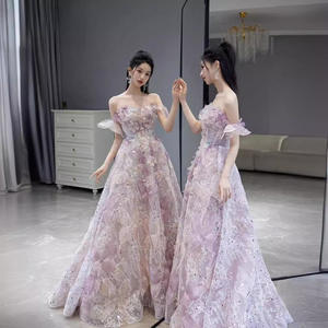 LY-PD0166 Avondjurken Voor Dames Formele Feestjurken 3d Bloemen Vlinder Vrouwen <span class=keywords><strong>Prom</strong></span> Rok Kant A-Lijn Elegant Mouwloos - Product Image 5