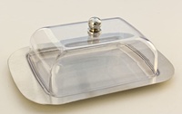 Beurrier en acier inoxydable avec couvercle facile à tenir Transparent