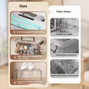 Xing Bạn Công Suất Lớn Tổ Chức Lưu Trữ Trong Suốt Hộp Cho Nhà Sử Dụng PP Chất Liệu Hình Chữ Nhật Kín Lưu Trữ Cho Quần Áo Đồ Ăn Nhẹ - Product Image 5