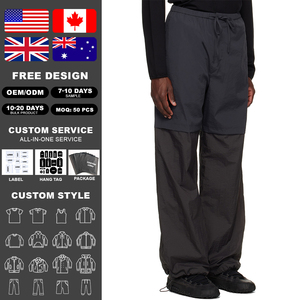 Pantalones Cargo de Nailon Ligeros para Hombre KingSen, Cintura Elástica con Cordón, Pantalones Casuales de Corte Holgado y Pierna Ancha, Estilo Paracaídas - Product Image 2