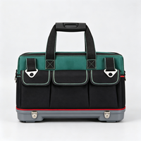 Sac à outils à poignée télescopique - Mallette de rangement portable multi-poches pour matériel, fermeture éclair, couleurs noir/rouge, style porté épaule