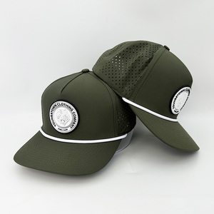Erkekler kadın <span class=keywords><strong>5</strong></span> <span class=keywords><strong>Panel</strong></span> Polyester Golf şapkaları özel logo dokuma yama Gorras Personalizadas açık spor lazer kesim delik beyzbol kapaklar