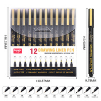 Non Toxique Architecte Étanche Pigment Encre Fineliner Liner Noir Micro-Stylo Point pour Écrire et Dessiner Fine Tip Marker Pen