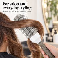 Brosse à cheveux ronde professionnelle, barillet en aluminium ventilé, poils en nylon, manche en caoutchouc, pour le coiffage et le séchage, vente en gros pour salons de coiffure