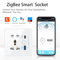 Prise universelle de type A + C Prise murale ZigBee en verre trempé Multi-Port Smart Life 240V Commutateur 13A Prise électrique britannique