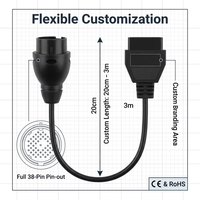 Adaptador OBD2 de 38 Pines Macho a 16 Pines Hembra para Mercedes-Benz, Cable de Extensión de Diagnóstico Estable para Vehículos Pre-OBDII