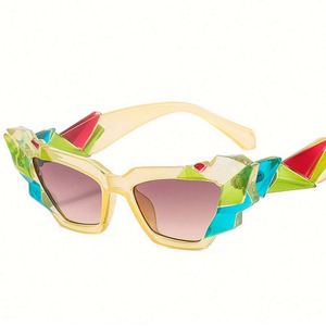 Gafas de Sol de Moda al por Mayor 2022, Gafas de Sol Retro Únicas para Mujer, Coloridas, con Forma de Ojo de Gato, en Colores Pastel - Product Image 1