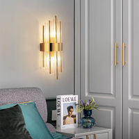 Lampu Dinding LED Modern Aluminium & Kristal dengan Finishing Titanium untuk Ruang Tamu dan Dekorasi Rumah