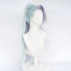 Vente en gros LOL Anime perruque 95cm de long vert violet mixte ligue des légendes <span class=keywords><strong>Zyra</strong></span> perruque Cosplay synthétique Peluca avec une queue de cheval - Product Image 3