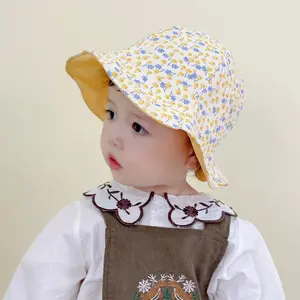 Großhandel reversible hut baby mädchen-2022 New Printing Bucket Hat Baby Mädchen Jungen Reversible Child Sun Cap Kinder Wide Brim Fisherman Hats