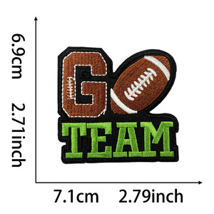 Écussons brodés personnalisés de <span class=keywords><strong>football</strong></span> américain, thermocollants, pour casque de rugby, trophée, nœud, étoile, cœur, badges brodés, appliqués - Product Image 4